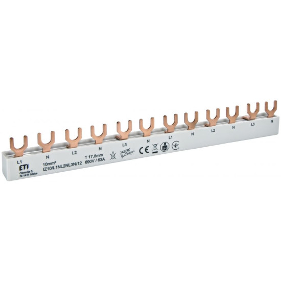 Шина живлення ETI IZ 10/L1NL2NL3N/12 3P+N 0,21м Fork 12 модулів (2921268)