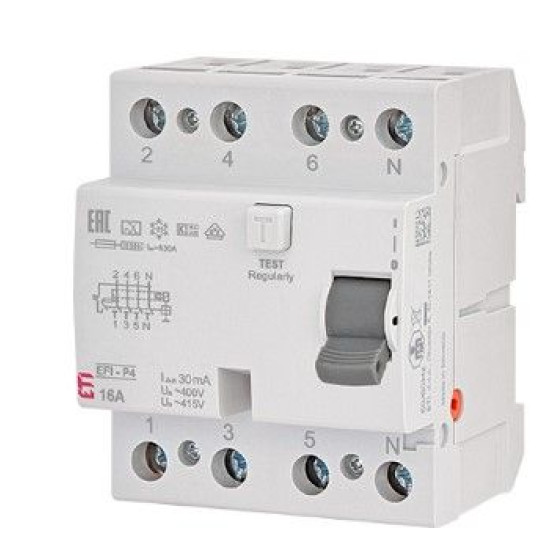 ПЗВ ETI EFI6-P4 3P+N 16/0,03 AC 6кА (2061650)