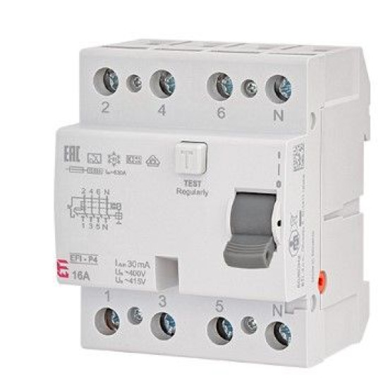 ПЗВ ETI EFI6-P4 3P+N 63/0,03 AC 6кА (2061653)