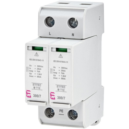 Обмежувач перенапруги ETITEC M T12 300/7 2+0 2p TNC-S RC (2440503)