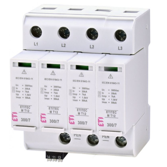 Обмежувач перенапруги ETITEC M T12 300/7 4+0 4p TNC-S RC (2440507)