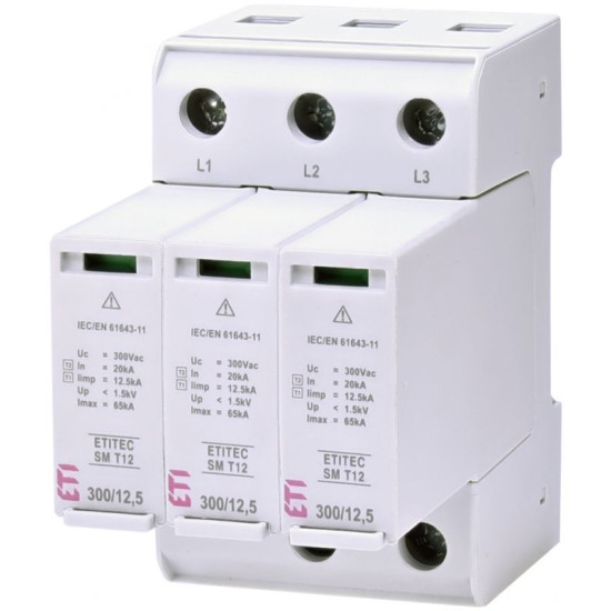 Обмежувач перенапруги ETITEC SM T12 300/12,5 3+0 3p TNC RC (2440545)