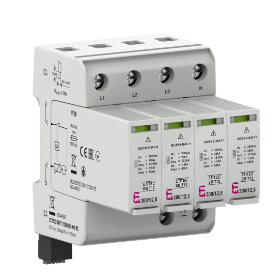 Обмежувач перенапруги ETITEC SM T12 300/12,5 4+0 4p TNC-S RC (2440547)