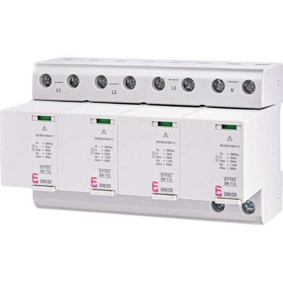 Обмежувач перенапруги ETITEC SM T12 300/25 4+0 8p TNC-S RC (2440573)