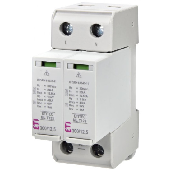 Обмежувач перенапруги ETITEC ML T123 300/12,5 2+0 2p TNC-S (2440663)
