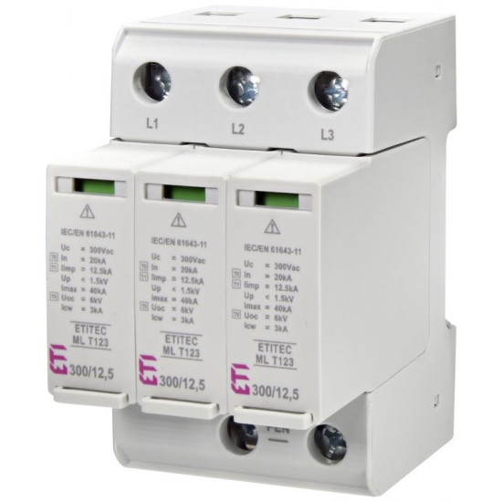Обмежувач перенапруги ETITEC ML T123 300/12,5 3+0 3p TNC (2440665)