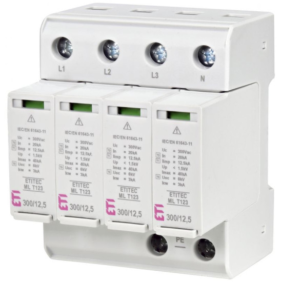 Обмежувач перенапруги ETITEC ML T123 300/12,5 4+0 4p TNC-S (2440667)