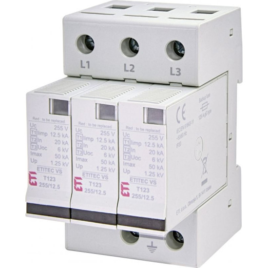 Обмежувач перенапруги ETITEC VS T123 255/12,5 3+0 (2442923)