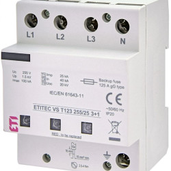 Обмежувач перенапруги ETITEC VS T123 255/25 3+1 RC (2442936)