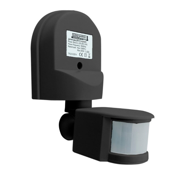 Інфрачервоний датчик руху TNSy ДР 02 1200Вт 180° 12м IP44 чорний (TNSy5502874)