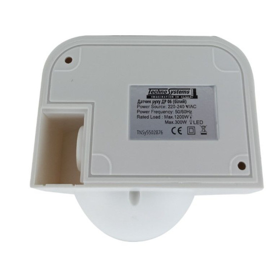 Інфрачервоний датчик руху TNSy ДР 06 1200Вт 180° 12м IP44 білий (TNSy5502876)