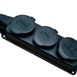 Тримісна колодка TNSy RUBBER з захисною кришкою та заземленням IP44 (TNSy5000077)