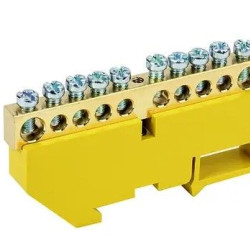 Ізольована шина TNSy «N/PE» ШЛІ8х12-10 на DIN-рейку жовта (TNSy5503135)