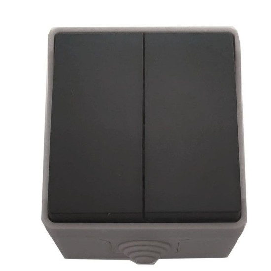 Вимикач 2-клавішний TNSy SURFACE IP54 сірий (TNSy5000168)