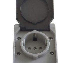 Розетка TNSy SURFACE з заземленням та кришкою IP54 сірий (TNSy5000169)
