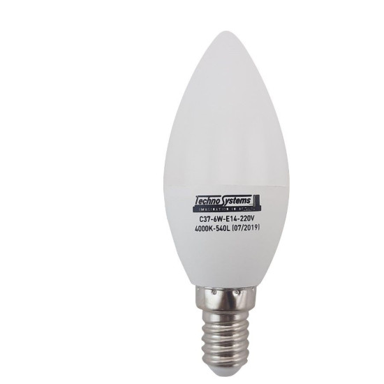 Світлодіодна лампа TNSy LED Bulb-C37-6W-E14-220V-4000K-540L ICCD (свічка) (TNSy5000039)