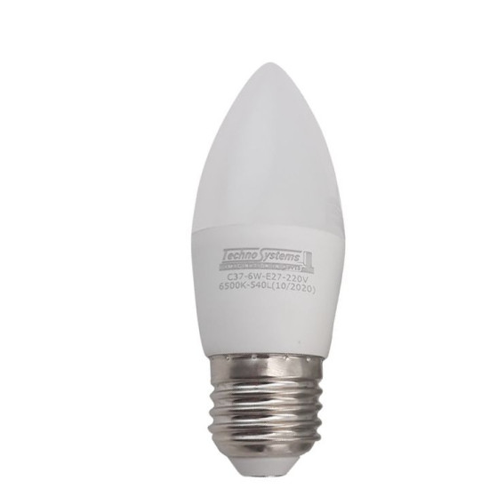 Світлодіодна лампа TNSy LED Bulb-C37-6W-E27-220V-6500K-540L ICCD (свічка) (TNSy5000252)
