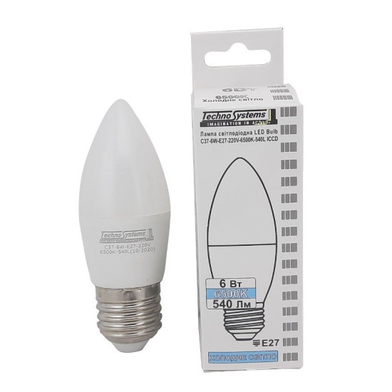 Світлодіодна лампа TNSy LED Bulb-C37-6W-E27-220V-6500K-540L ICCD (свічка) (TNSy5000252)