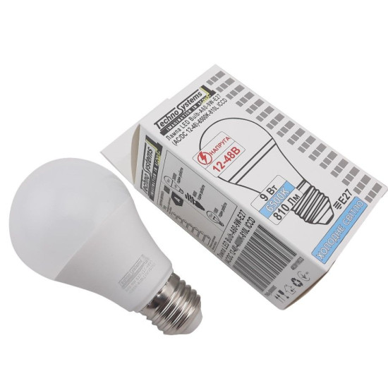 Світлодіодна лампа TNSy LED Bulb-A60-9W-E27-(AC/DC 12-48V)-6400K-810L ICCD (TNSy5000554)