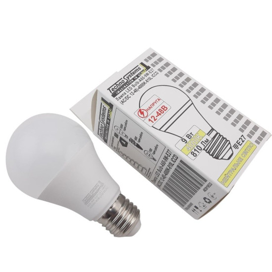Світлодіодна лампа TNSy LED Bulb-A60-9W-E27-(AC/DC 12-48V)-4000K-810L ICCD (TNSy5000085)