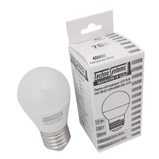 Світлодіодна лампа TNSy LED Bulb-G45-7W-E27-220V-4000K-630L ICCD (TNSy5000036)