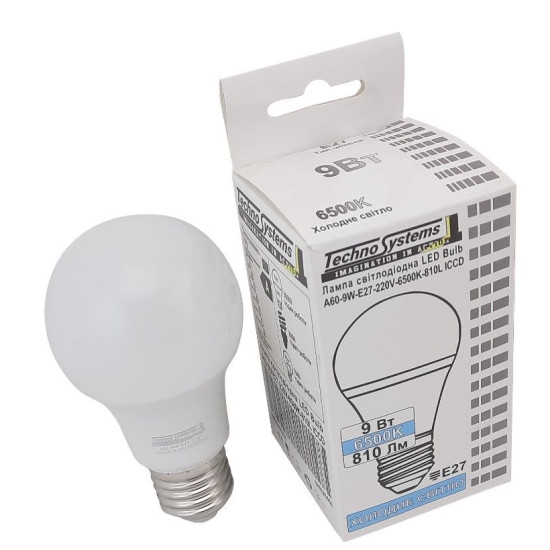 Світлодіодна лампа TNSy LED Bulb-A60-9W-E27-220V-6500K-810L ICCD (TNSy5000254)