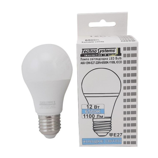 Світлодіодна лампа TNSy LED Bulb-A60-12W-E27-220V-6500K-1100L ICCD (TNSy5000255)