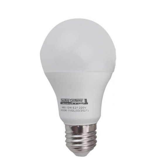 Світлодіодна лампа TNSy LED Bulb-A60-12W-E27-220V-4000K-1100L ICCD (TNSy5000041)