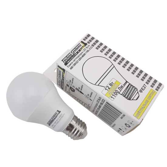 Світлодіодна лампа TNSy LED Bulb-A60-12W-E27-220V-4000K-1100L ICCD (TNSy5000041)