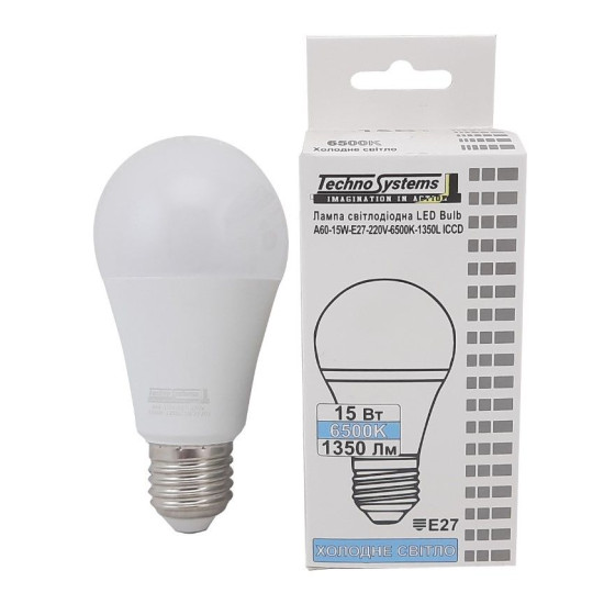 Світлодіодна лампа TNSy LED Bulb-A60-15W-E27-220V-6500K-1350L ICCD (TNSy5000256)