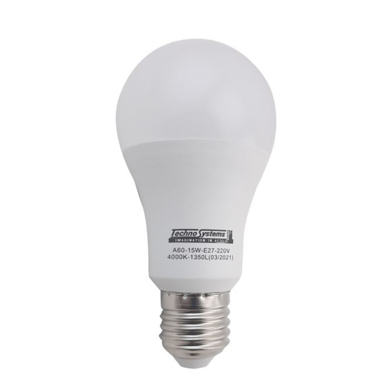 Світлодіодна лампа TNSy LED Bulb-A60-15W-E27-220V-4000K-1350L ICCD (TNSy5000042)