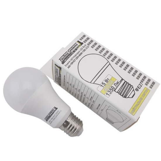 Світлодіодна лампа TNSy LED Bulb-A60-15W-E27-220V-4000K-1350L ICCD (TNSy5000042)