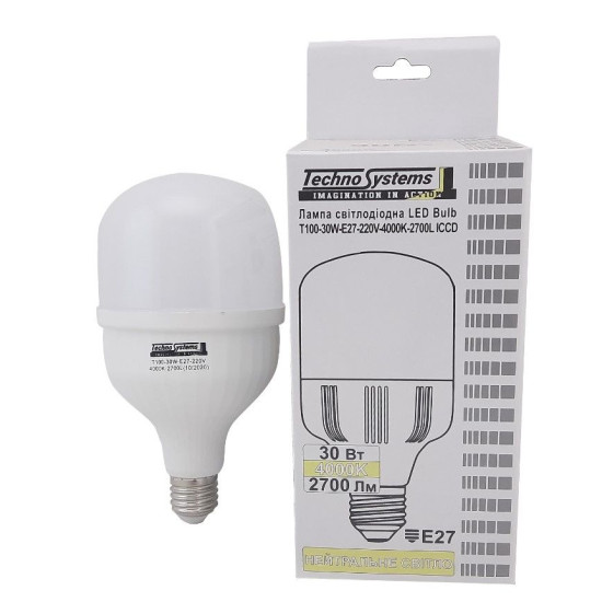 Світлодіодна лампа TNSy LED Bulb-T100-30W-E27-220V-4000K-2700L ICCD (TNSy5000259)