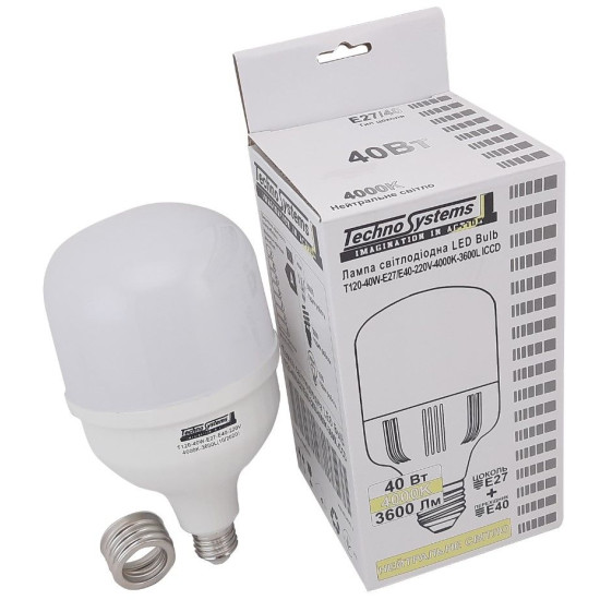 Світлодіодна лампа TNSy LED Bulb-T120-40W-E27-E40-220V-4000K-3600L ICCD (TNSy5000260)