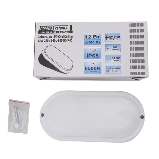 Світильник TNSy LED Oval Ceiling 12W-220V-960L-6500K-IP65 (TNSy5000506)