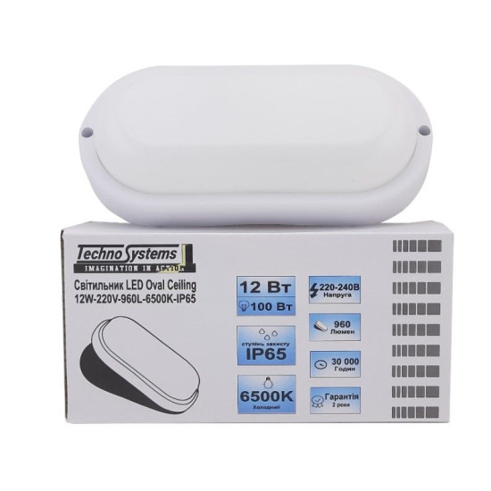 Світильник TNSy LED Oval Ceiling 12W-220V-960L-6500K-IP65 (TNSy5000506)