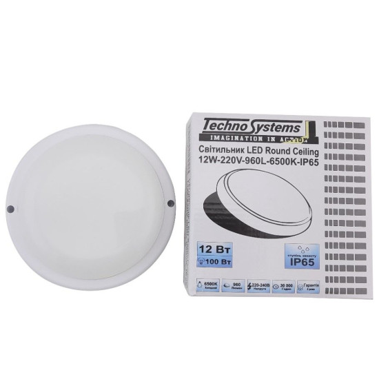 Світильник TNSy LED Round Ceiling 12W-220V-960L-6500K-IP65 (TNSy5000509)