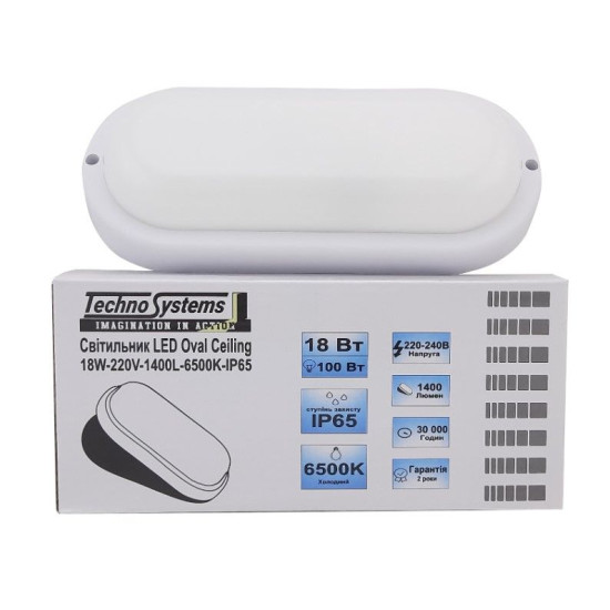 Світильник TNSy LED Oval Ceiling 18W-220V-1440L-6500K-IP65 (TNSy5000507)