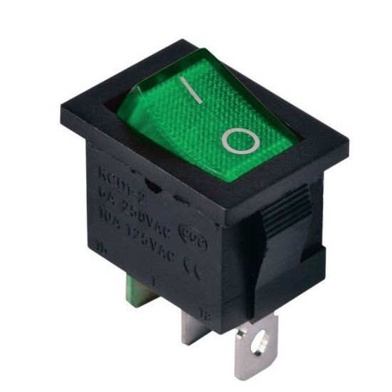 Перемикач TNSy KCD1-2-101N G/B з підсвічуванням зелений (TNSy5500688)
