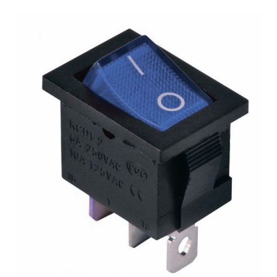 Перемикач TNSy KCD1-2-101N BL/B з підсвічуванням синій (TNSy5500691)