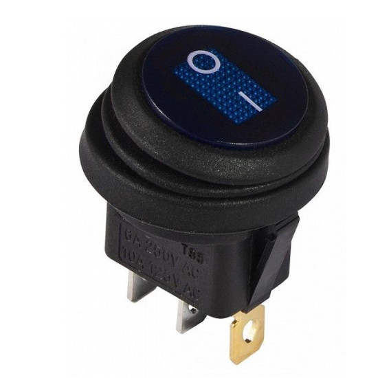 Перемикач TNSy KCD1-5-101WN BL/B круглий з підсвічуванням IP65 синій (TNSy5500722)