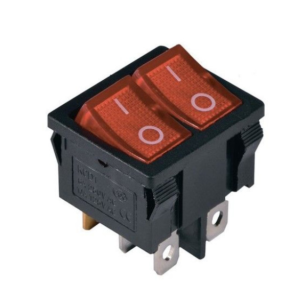 Перемикач TNSy KCD1-6-2101N R+R/B з підсвічуванням червоний (TNSy5500734)