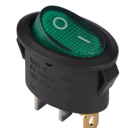 Перемикач TNSy KCD1-9-101N G/B овальний з підсвічуванням зелений (TNSy5500755)