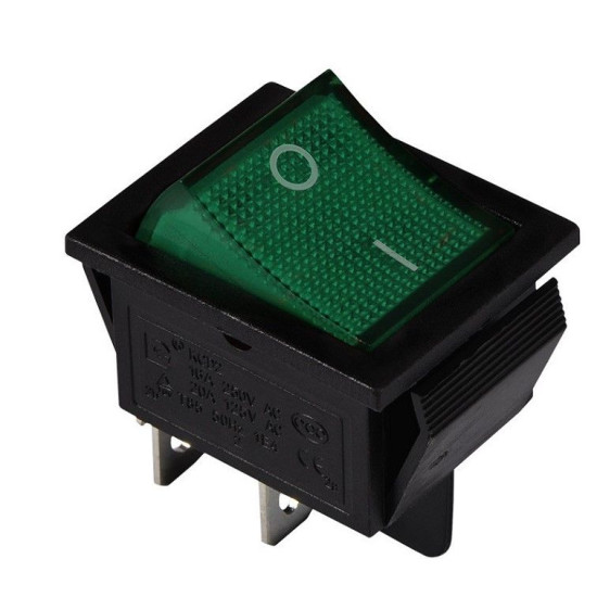 Перемикач TNSy KCD2-201N G/B з підсвічуванням зелений (TNSy5500768)