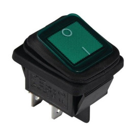 Перемикач TNSy KCD2-201WN G/B з підсвічуванням IP54 зелений (TNSy5500804)