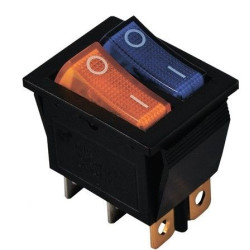 Перемикач TNSy KCD2-2101N BL+Y/B з підсвічуванням синій+жовтий (TNSy5500808)