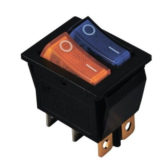 Перемикач TNSy KCD2-2101N BL+Y/B з підсвічуванням синій+жовтий (TNSy5500808)