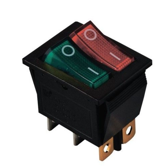 Перемикач TNSy KCD2-2101N G+R/B з підсвічуванням зелений+червоний (TNSy5500809)