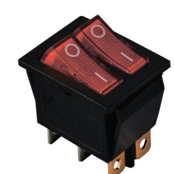 Перемикач TNSy KCD2-2101N R+R/B з підсвічуванням червоний (TNSy5500810)