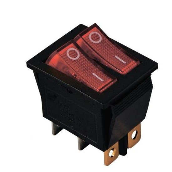 Перемикач TNSy KCD2-2101N R+R/B з підсвічуванням червоний (TNSy5500810)
